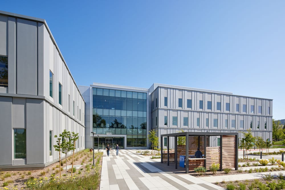 Front entrace exterior of biotech facility during daytime