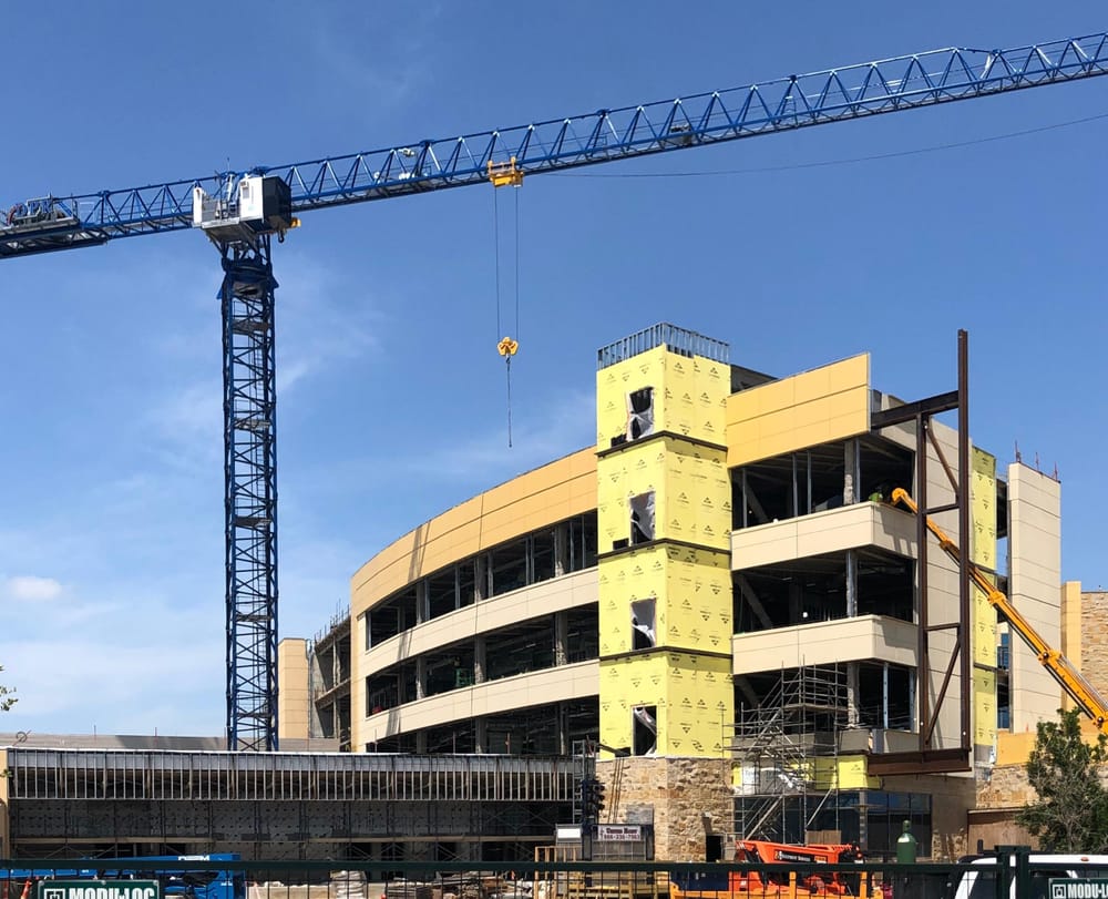 Prefab panel installation in progress at THR Alliance Vertical Expansion