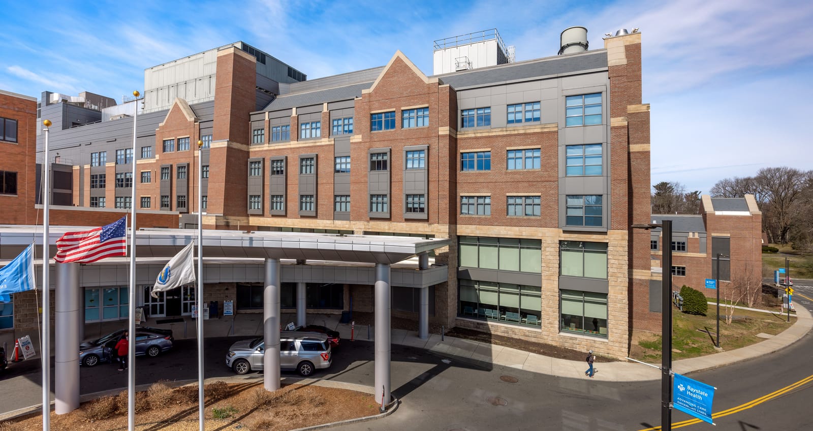 Completed building for Baystate Medical Center's latest addition in Springfield, MA