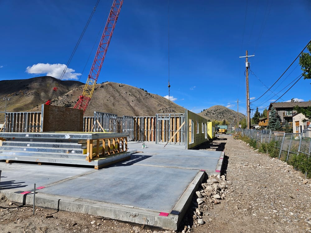Jobsite during structural system installation