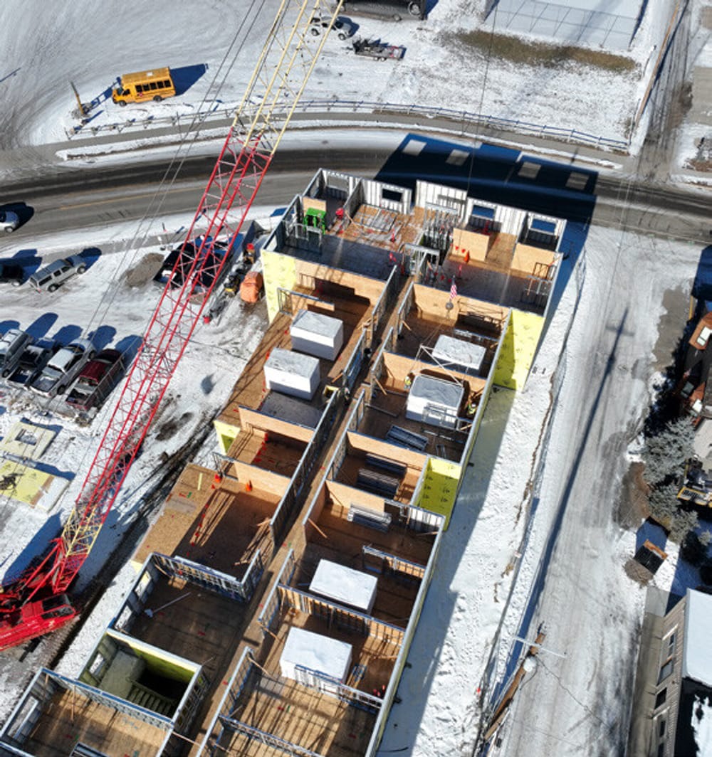 aerial jobsite view of flat creek apartments