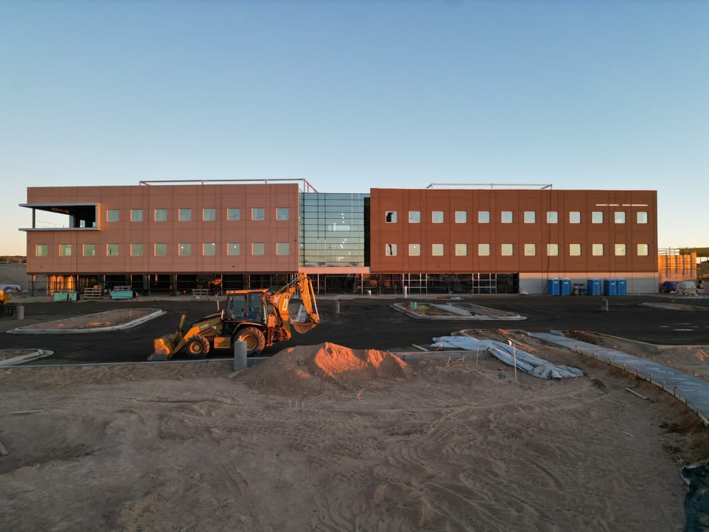 Street view of medical office building with windows