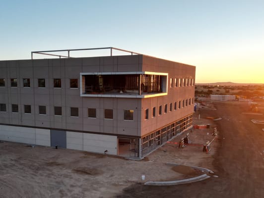 Exterior view of Meridian MOB at sunset