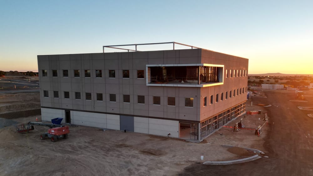 Exterior view of Meridian MOB at sunset