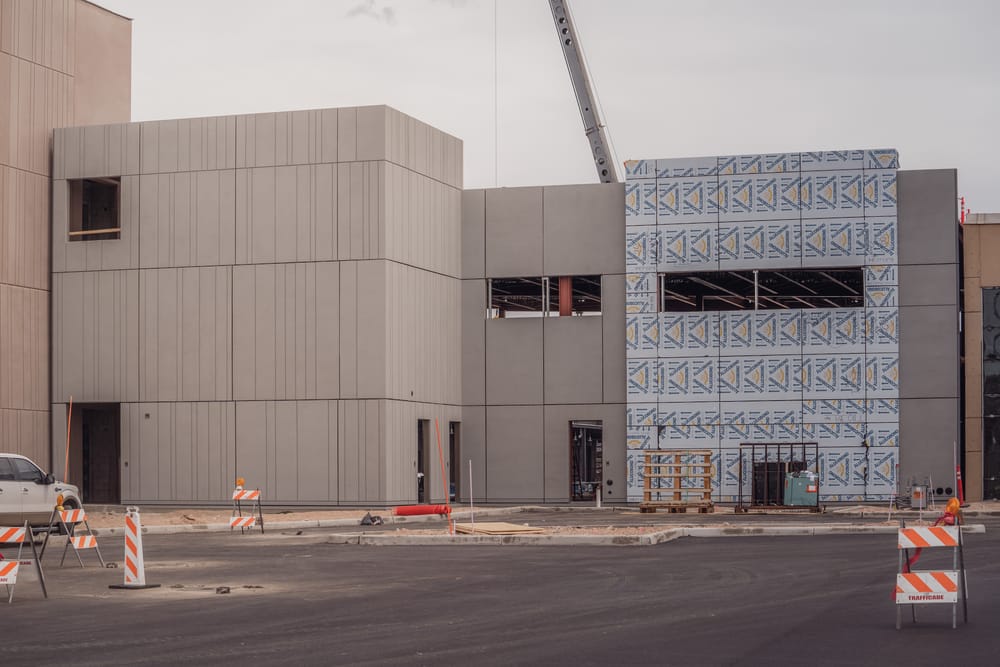 Tucson Electric Power street view of exterior during construction