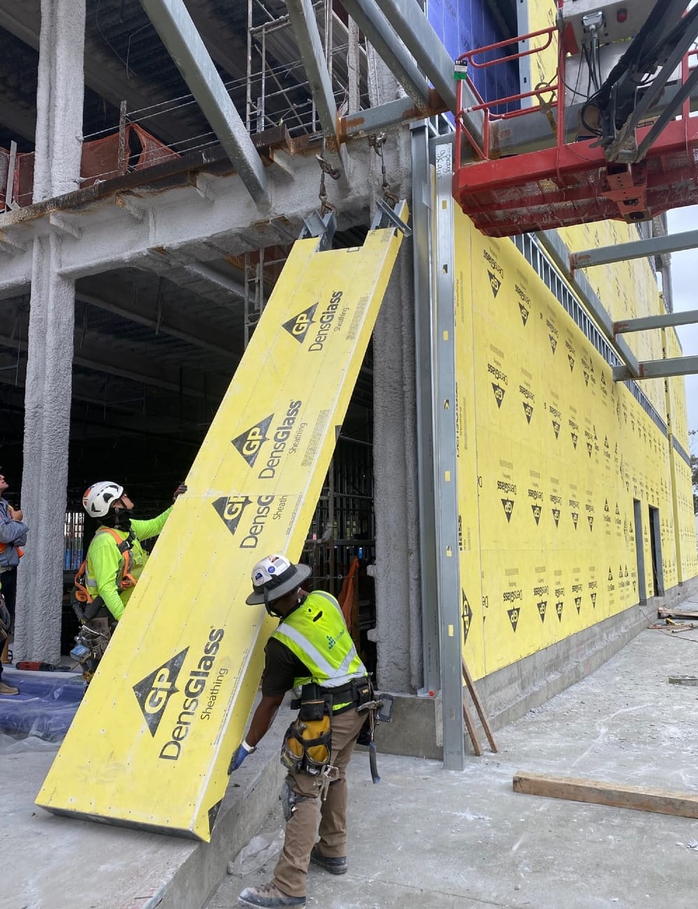 DBC's prefabricated exterior panel during installation