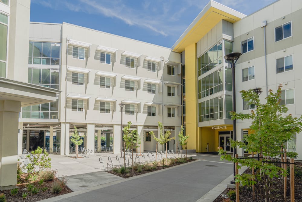 Exterior of Yosemite Hall from courtyard view