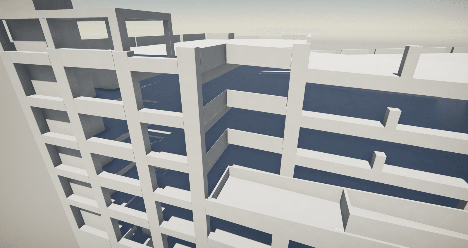 close up view of a corner of a parking garage