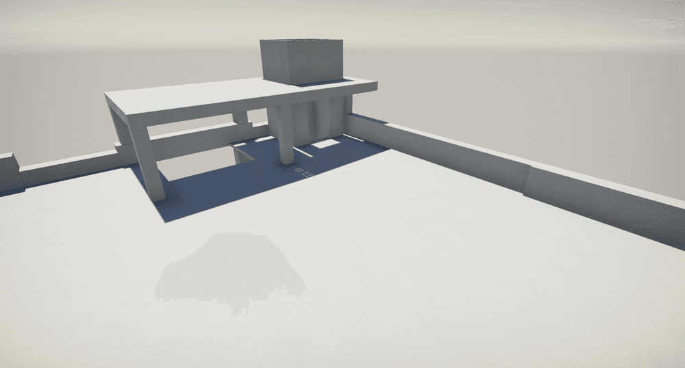 Roof view of a parking garage elevator or stair core