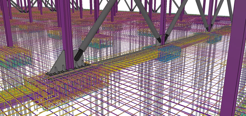 Model view of the foundation piles underneath the rebar cages