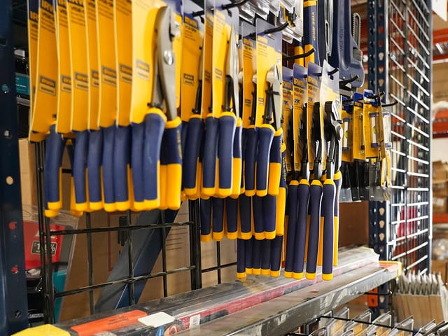 construction tools hanging on a wall