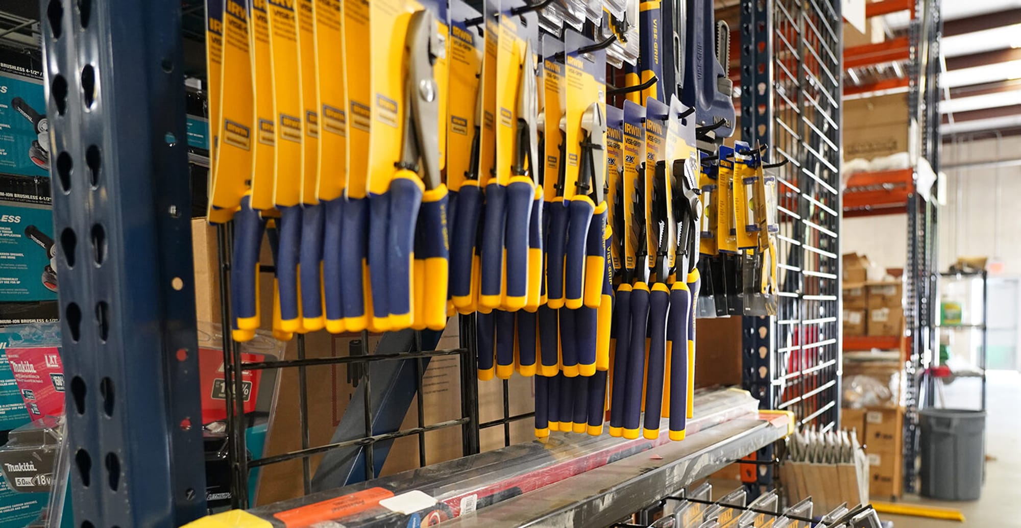 construction tools hanging on a wall