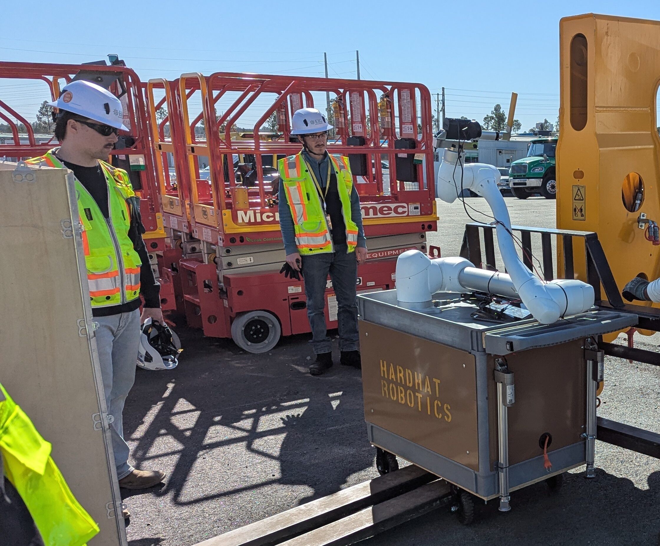 Sparky gets unloaded to the jobsite
