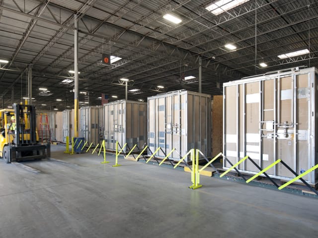 Bathroom pods lined up