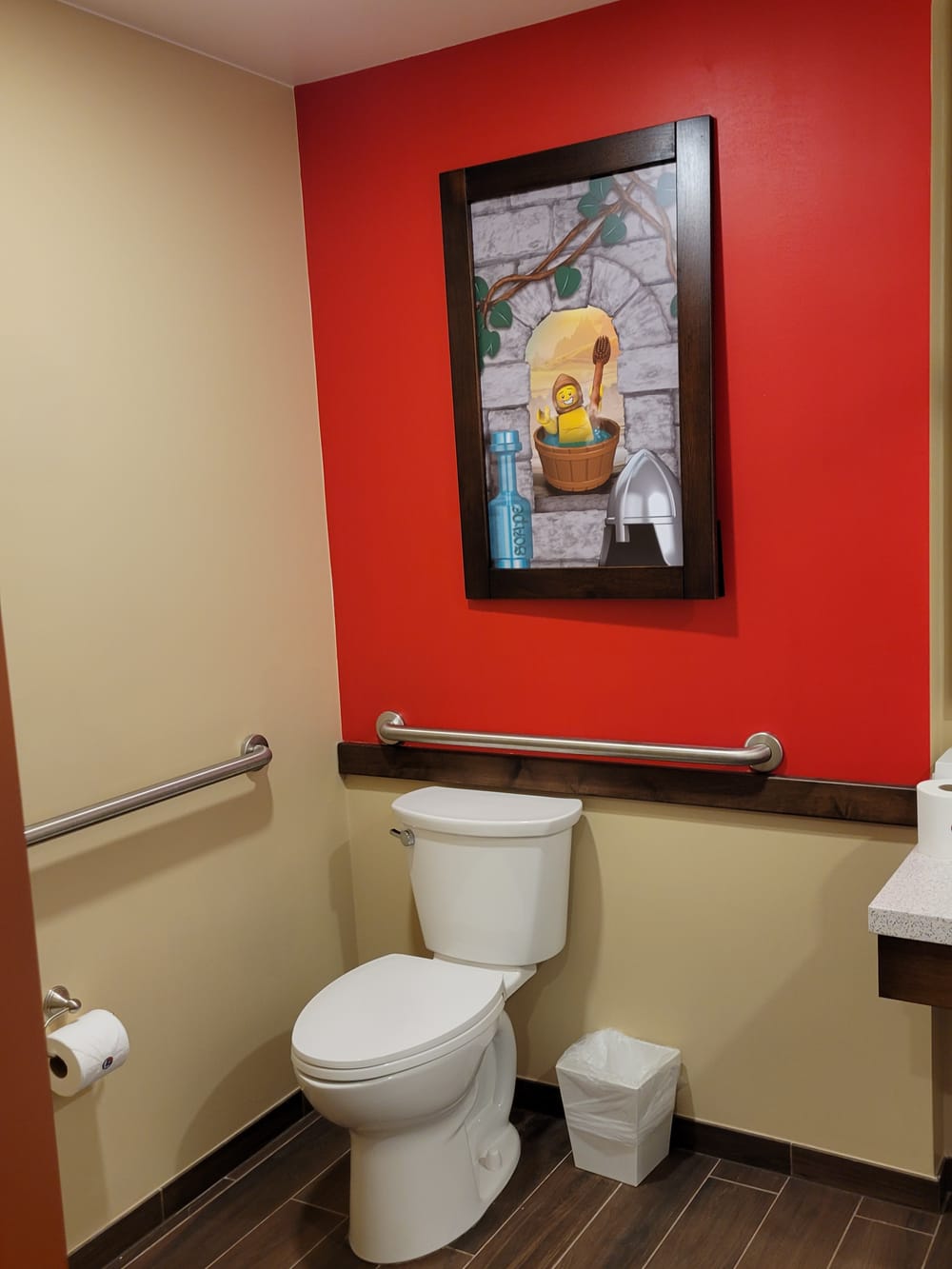 Picture of colorful bathroom with red walls