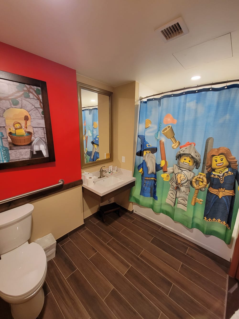 Picture of colorful bathroom with red walls