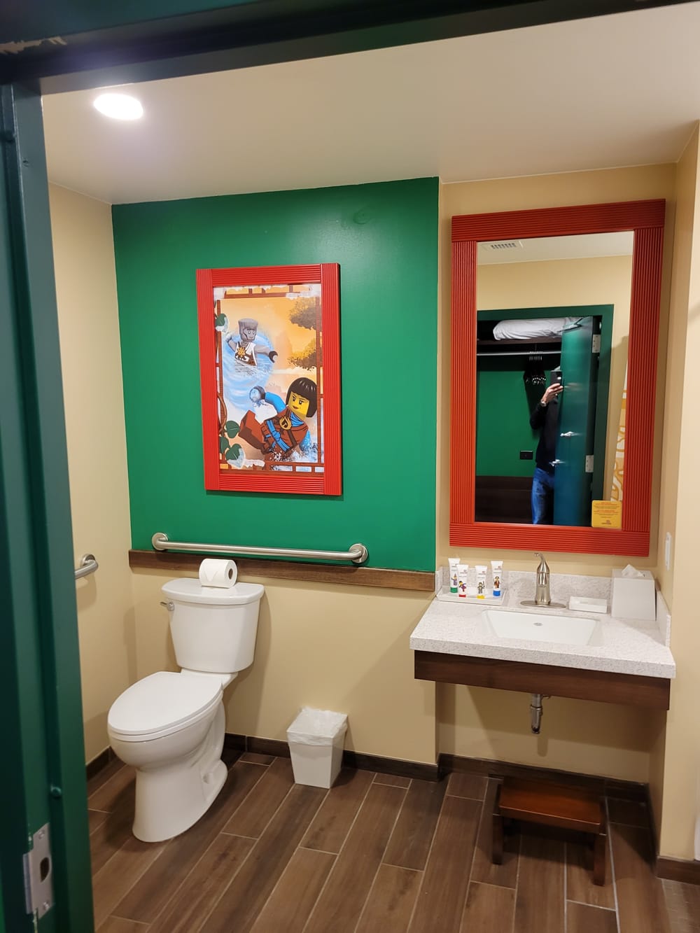 Picture of colorful bathroom with green walls