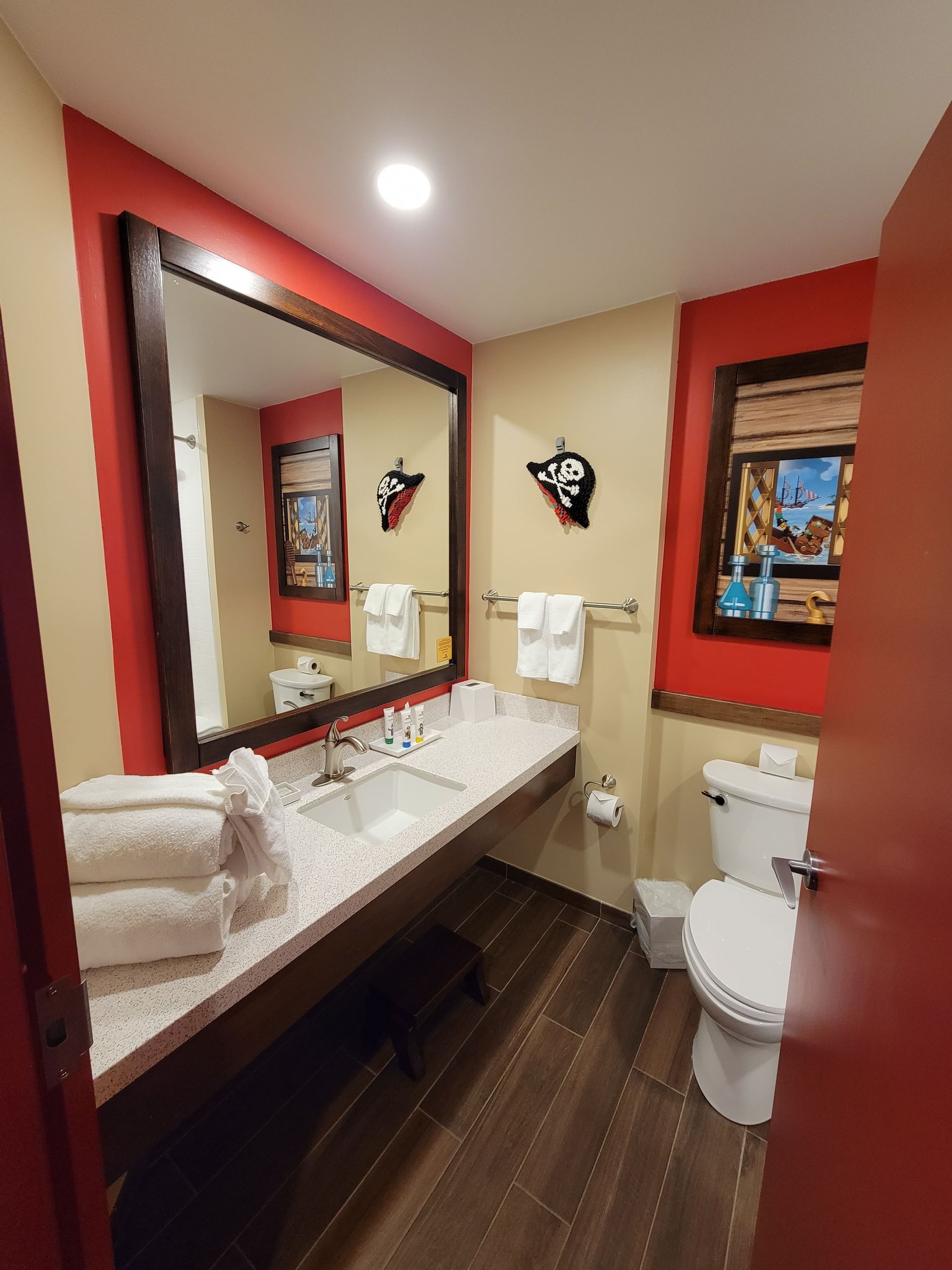 Picture of colorful bathroom with red walls