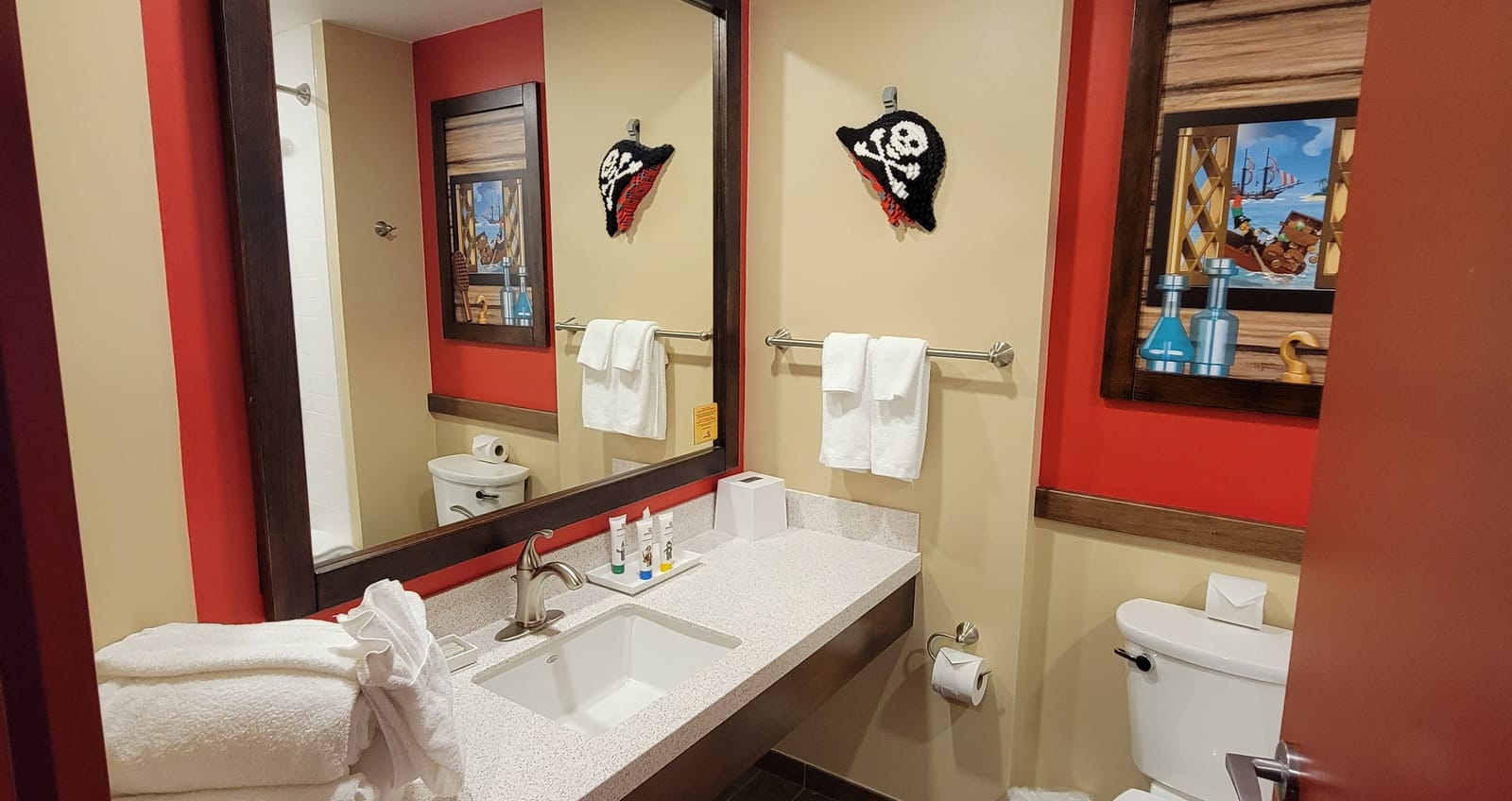 Picture of colorful bathroom with red walls