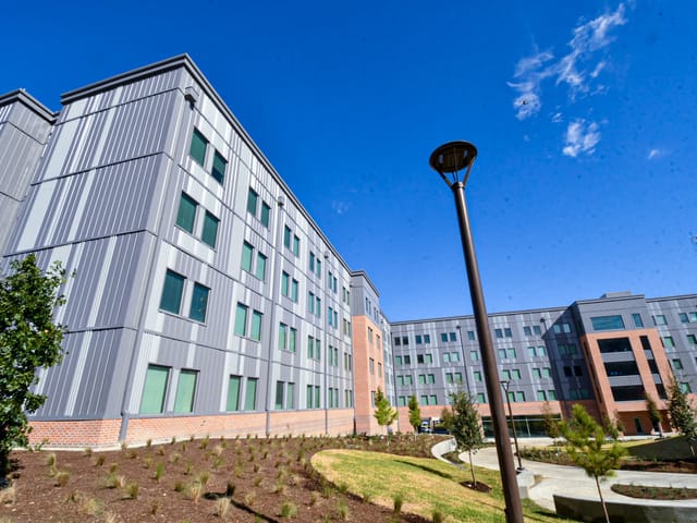 Outside high rise university building