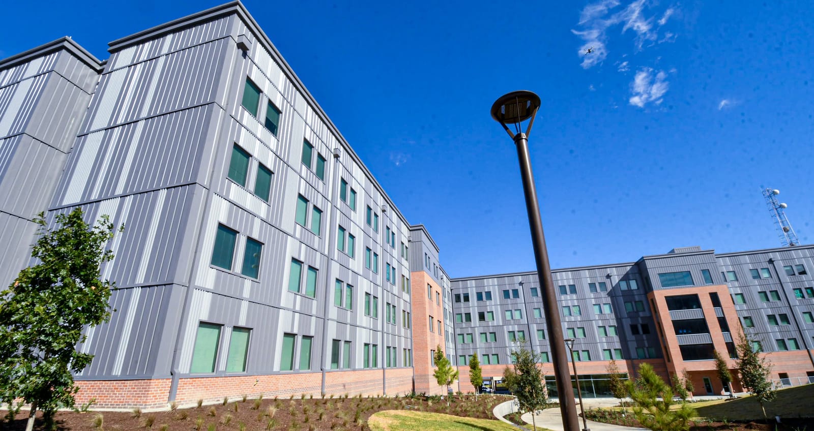 Outside high rise university building