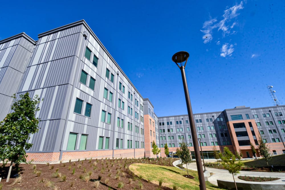 Outside high rise university building