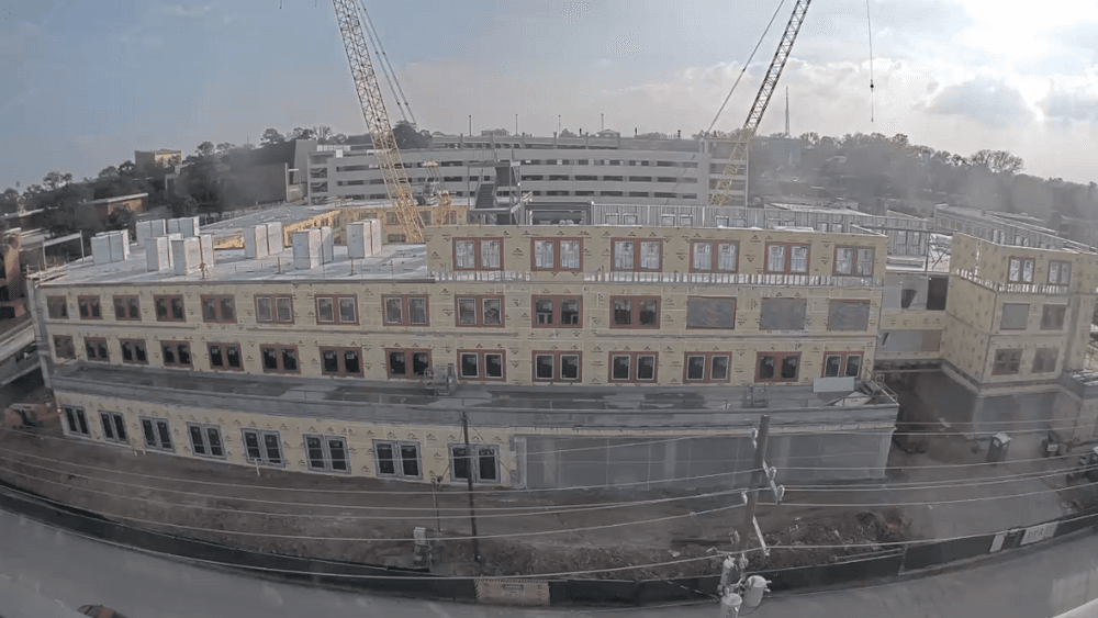 Aerial drone footage of university