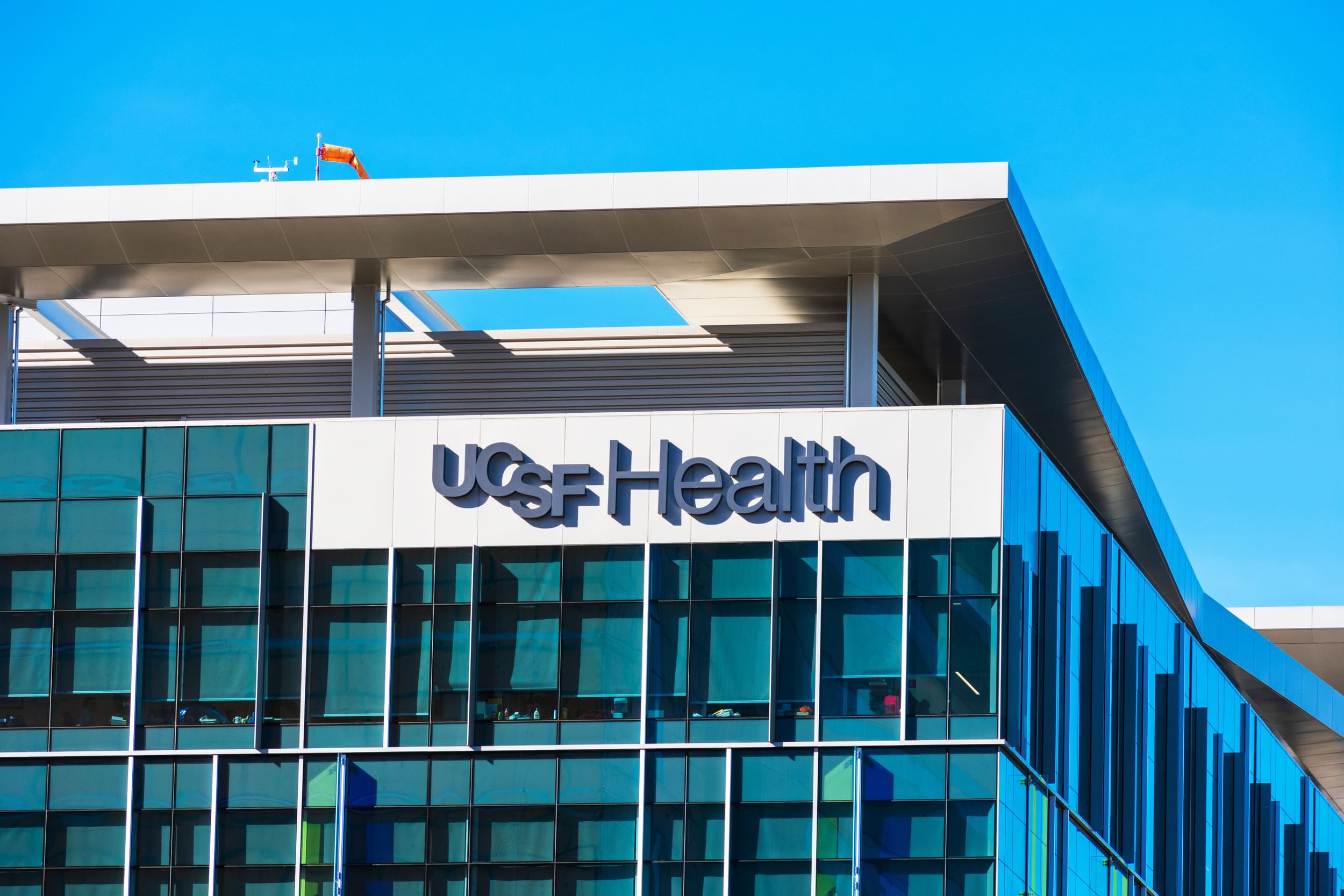 The UCSF Health sign on the front of a building.