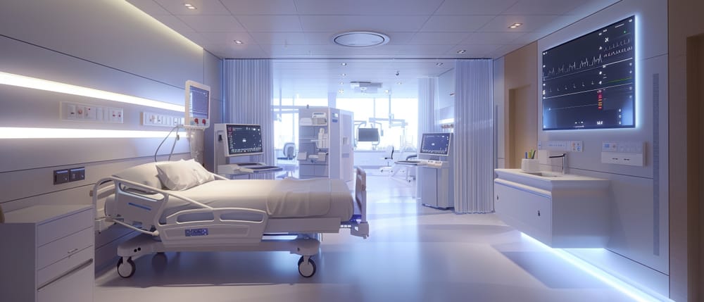 Modern hospital emergency room.