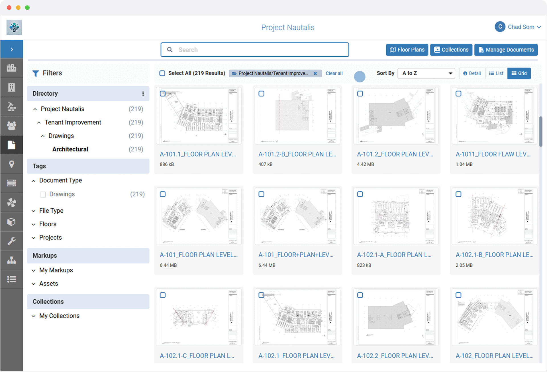 screenshot of drawing management in vueops software