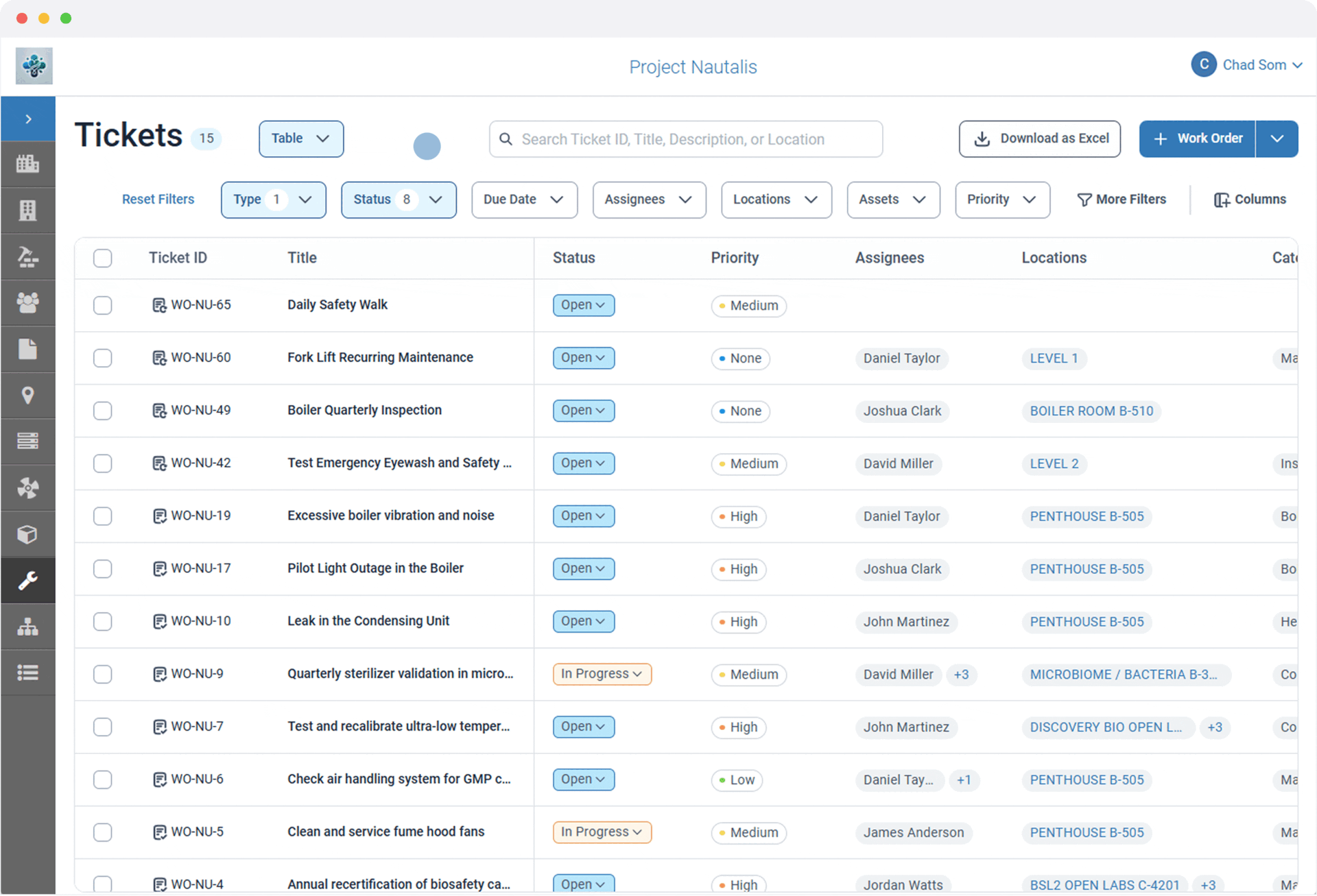 screenshot of preventive maintenance in vueops software