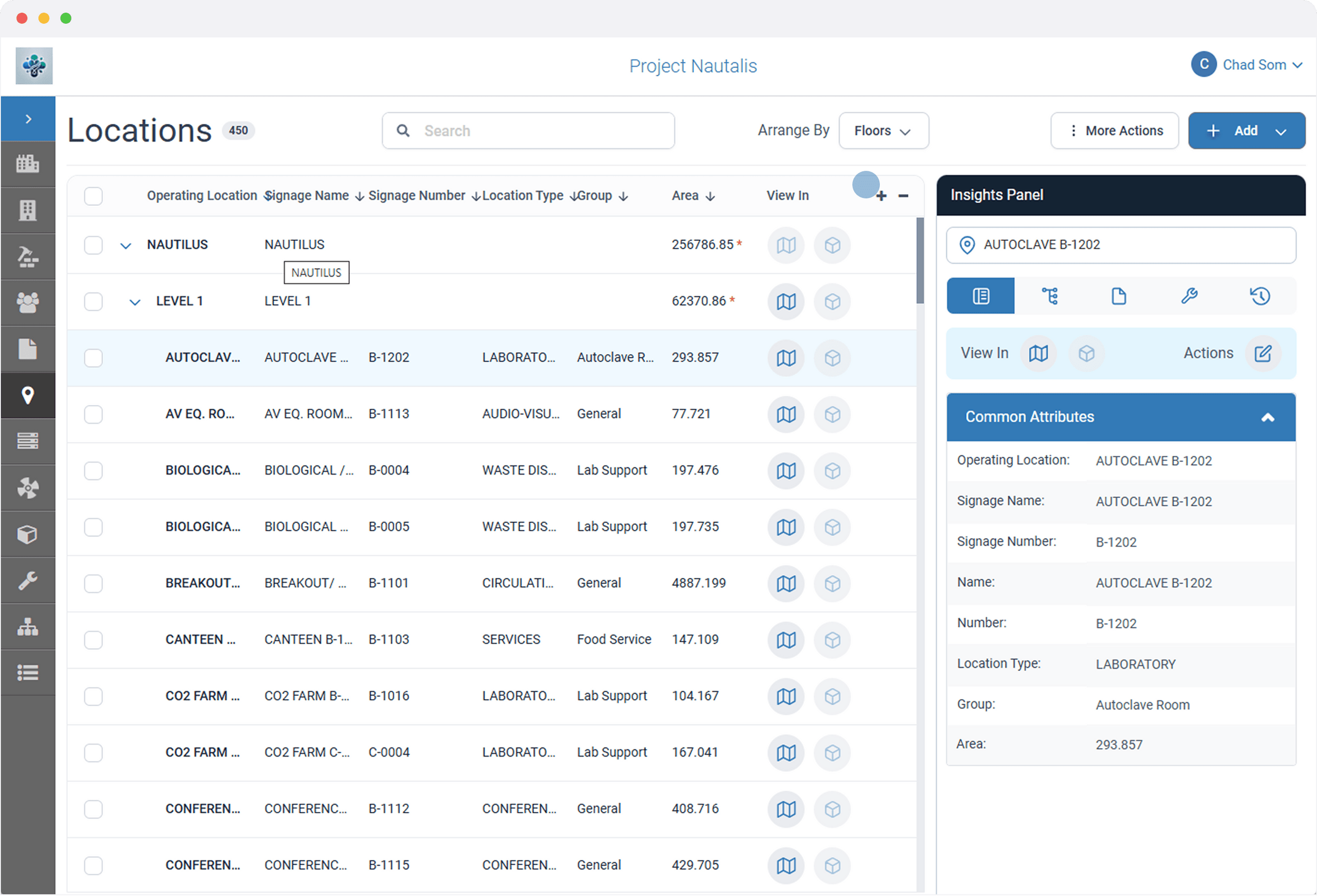 Software screenshot for space management
