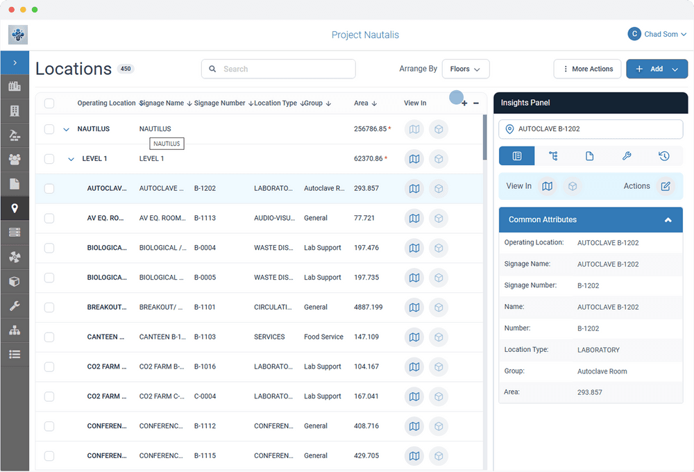 Software screenshot for space management